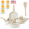 Kitchen Cookware Set Pots and Pans Set White Nonstick Granite Coating Dishwasher Safe Fast Even Heat Induction Frying Pan Stockpot Sauce Pan