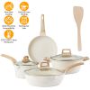 Kitchen Cookware Set Pots and Pans Set White Nonstick Granite Coating Dishwasher Safe Fast Even Heat Induction Frying Pan Stockpot Sauce Pan