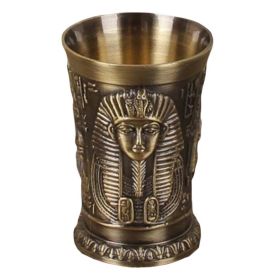 Vintage Egyptian Copper Alloy Wine Cup Embossed Shot Glasses Wine Bar Cocktail Cup One Shot Cup, Cleopatra, 40ml