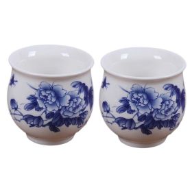 2 Pcs 3.4 oz Traditional Chinese Ceramic Teacup Peony Japanese Tea Cups