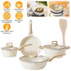 Kitchen Cookware Set Pots and Pans Set White Nonstick Granite Coating Dishwasher Safe Fast Even Heat Induction Frying Pan Stockpot Sauce Pan