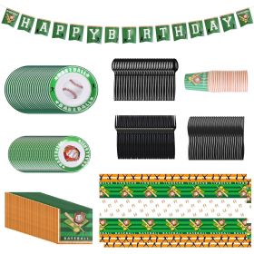 171Pcs Baseball Party Supplies Kit Baseball Birthday Party Disposable Dinnerware Set Baseball Themed Party Tableware Decorations Cups Plates Napkins S