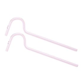 2straw 1cleaningbrush Can Be Used Repeatedly Original Glass Drinking Straw, Flute Style Design For Engaging Lips Horizontally, Anti Wrinkle. (Color: Pink)