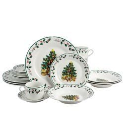 Gibson Home 20 Piece Ceramic Christmas Tree Trimming Dinnerware Set (SKU: 108171.2)