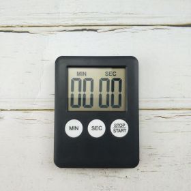 Cooking Timer LCD Digital Screen Clock Kitchen Countdown Timer Mechanical Digital Kitchen Timer Magnetic (Color: black)